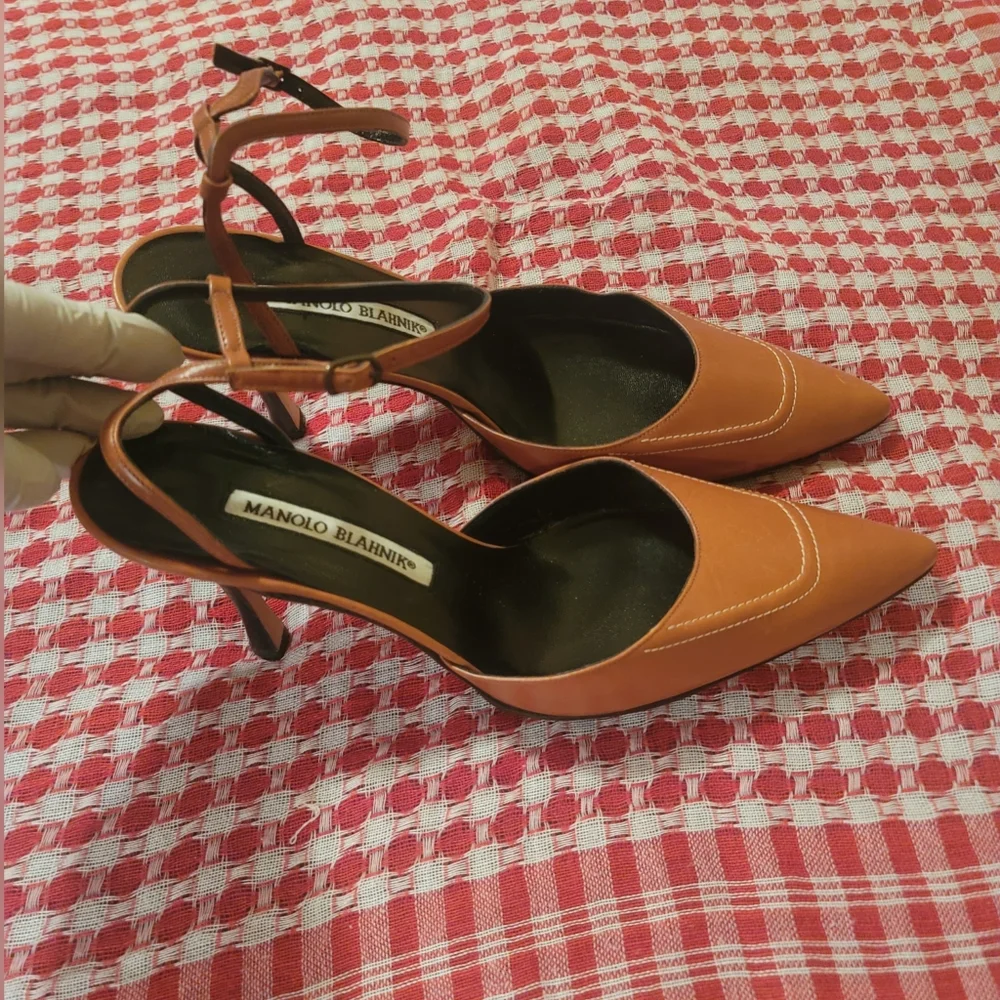 Manolo Blahnik Brown Leather Strappy Heels Size 37.5 - Picture 4 of 15